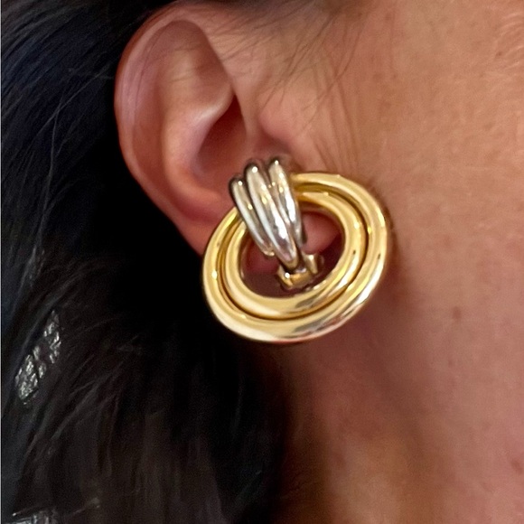 Gold and Silver Door Knocker Earrings - Picture 16 of 16